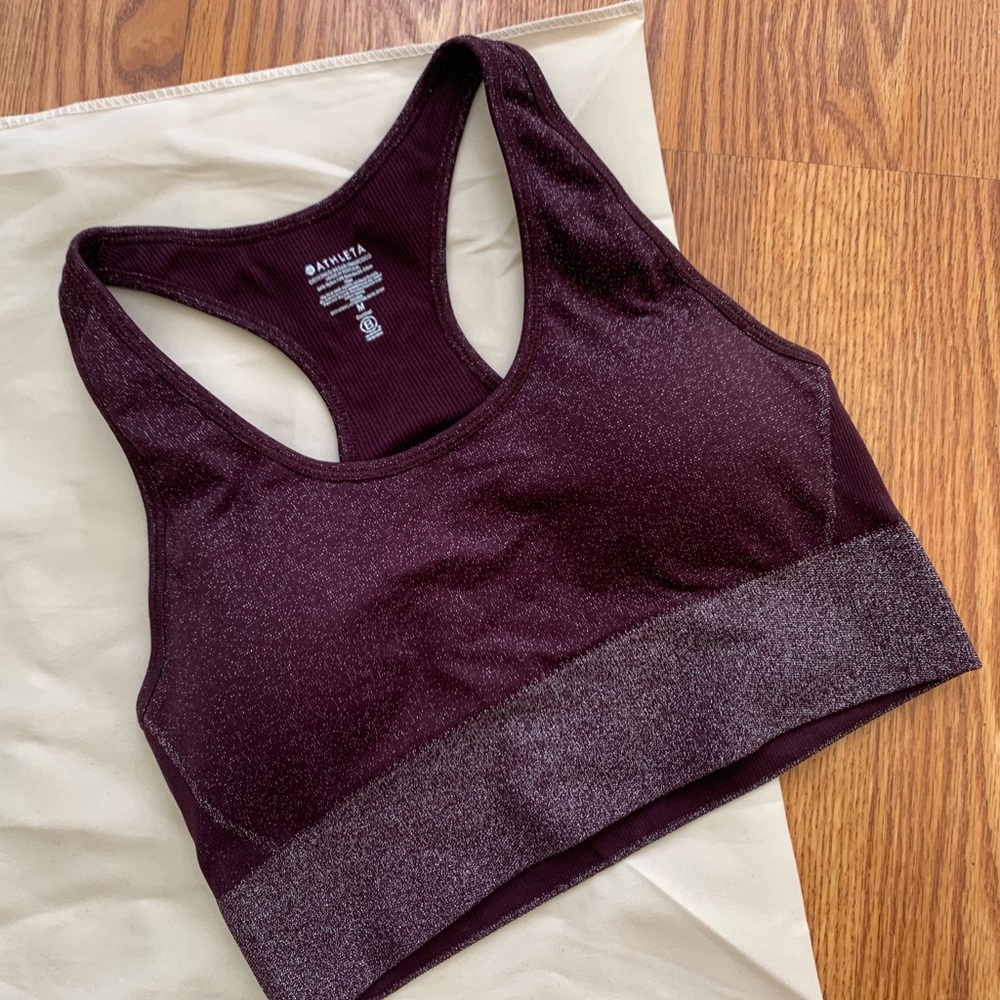 EUC Athleta Maroon Glitter Sports Bra